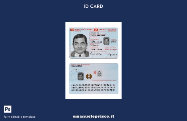 modello presente della carta d'identità norvegese in stile verificato